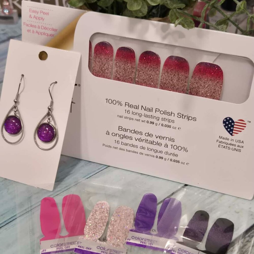 Color Street Pink and Purple Gradiant Press On Nail Designs